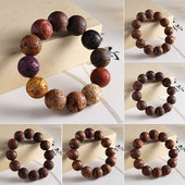 天然黄花梨木多宝珠雕刻十二生肖康梨2.0手串手链男女情侣款 念珠