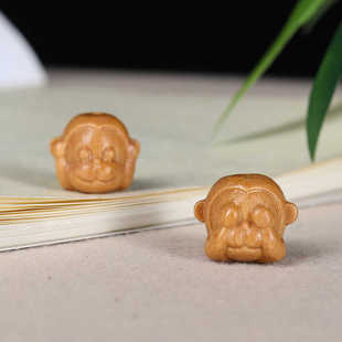 檀香木雕三不猴不听不看不说散珠DIY配饰手链手机链钥匙扣包配件