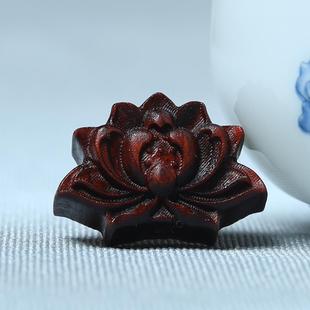 沉香木莲花手串项链背云文玩手链配件diy佛珠吊坠配饰手机链挂件