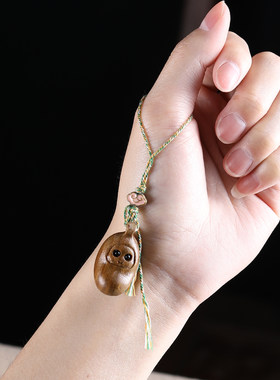 绿檀木香蕉编织挂件可爱手机链