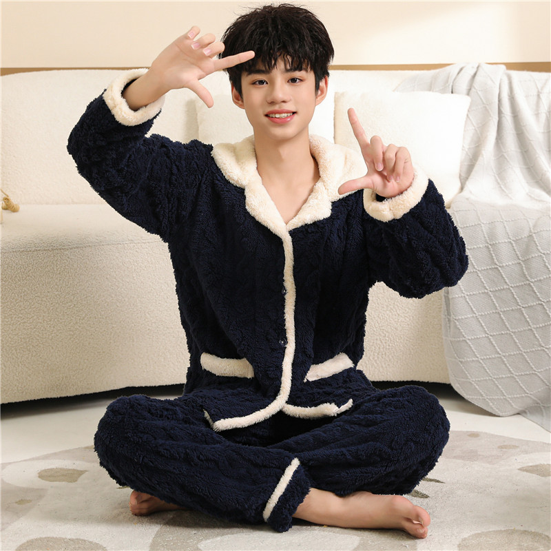 少年加厚加绒家居服睡衣套装