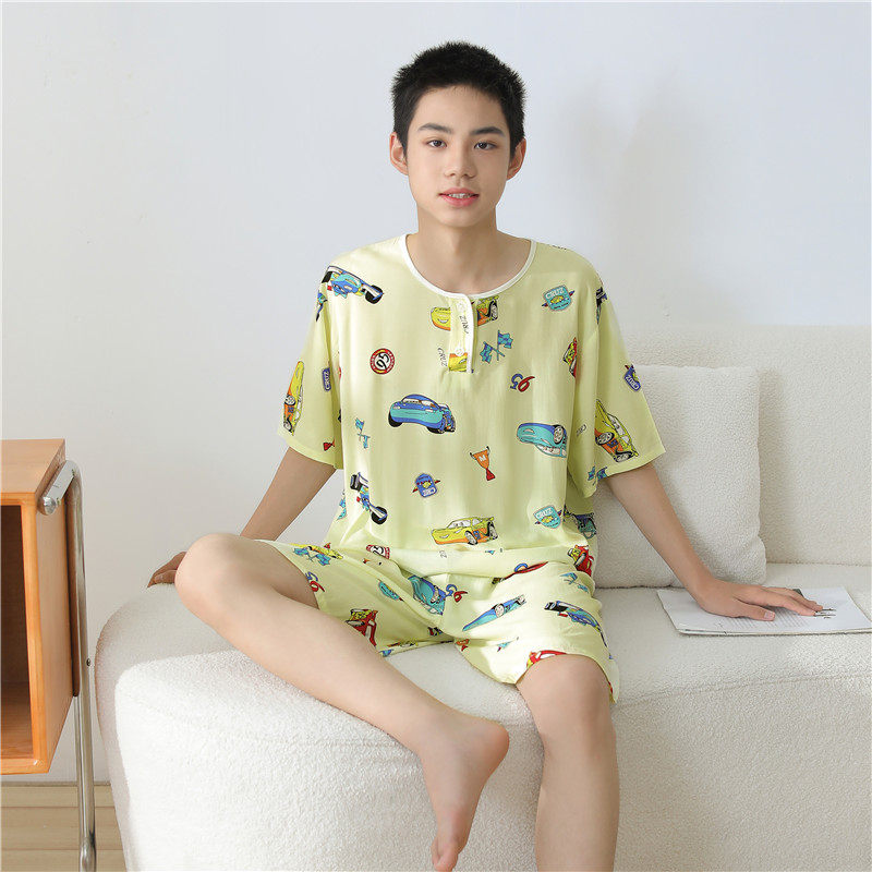 儿童棉绸睡衣套装夏天