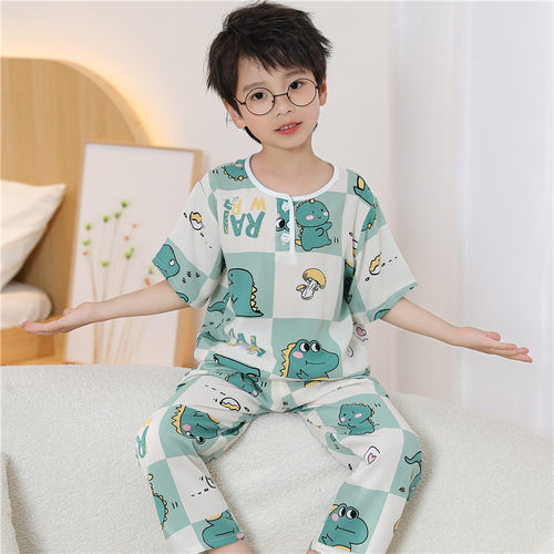 包邮夏季儿童睡衣棉绸绵绸居家服