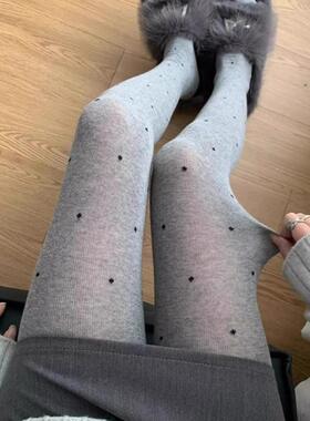 微透肉的氛围感~深灰色好piu亮真的好好！波点秋冬连裤袜复古