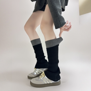 直筒腿套！黑袜套+撞色边小心机~松垮堆在鞋帮上~自带随性松弛感~