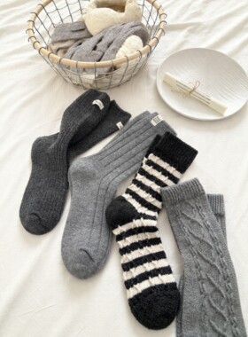 灰色系高级感羊毛袜~袜子女厚款保暖居家~是秋冬无法拒绝的颜色呀