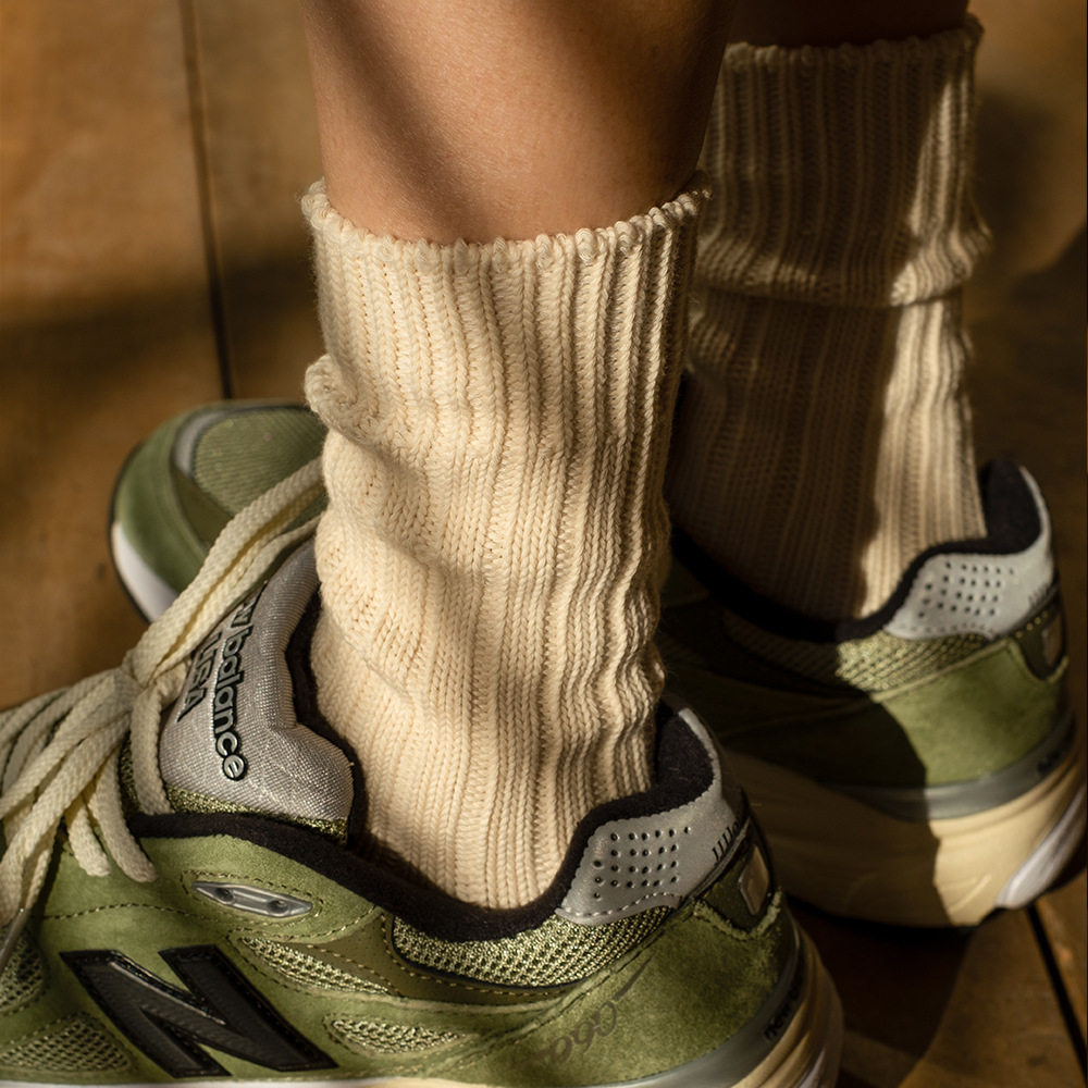LookSocks美式堆堆袜复古港风潮袜纯色粗线长袜全棉百搭中筒袜子