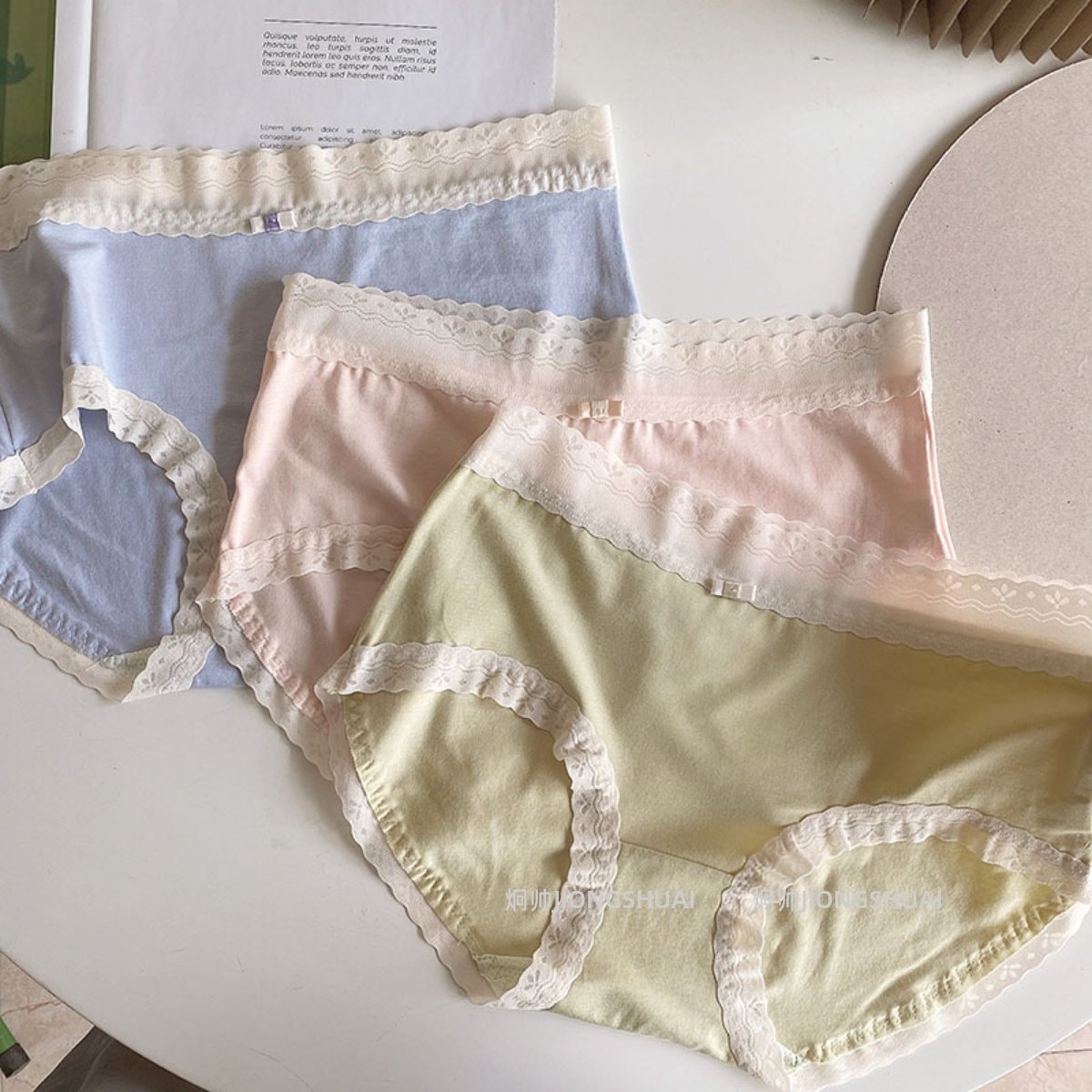 日系新款甜美女士中腰棉质艾草裆部抗菌蕾丝边舒适透气女士三角裤,女士内衣/男士内衣/家居服,女三角裤,淘宝优惠券,粉丝福利购,淘宝优惠卷