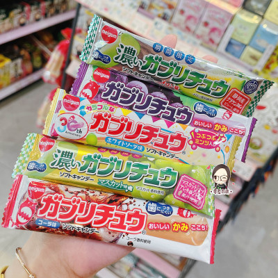 日本进口零食 明治特浓果汁条形软糖咀嚼糖葡萄哈密瓜可乐苏打味