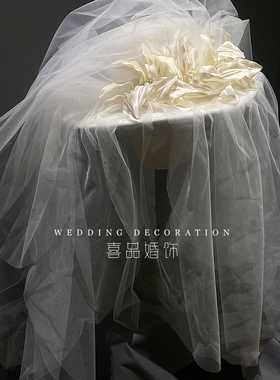 喜品原创新品高级白色花朵优雅连纱礼帽结婚外景拍照影楼造型帽子