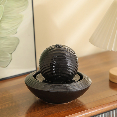 循环水系景观新中式客厅茶室桌面流水招财摆件办公室加湿器风水球