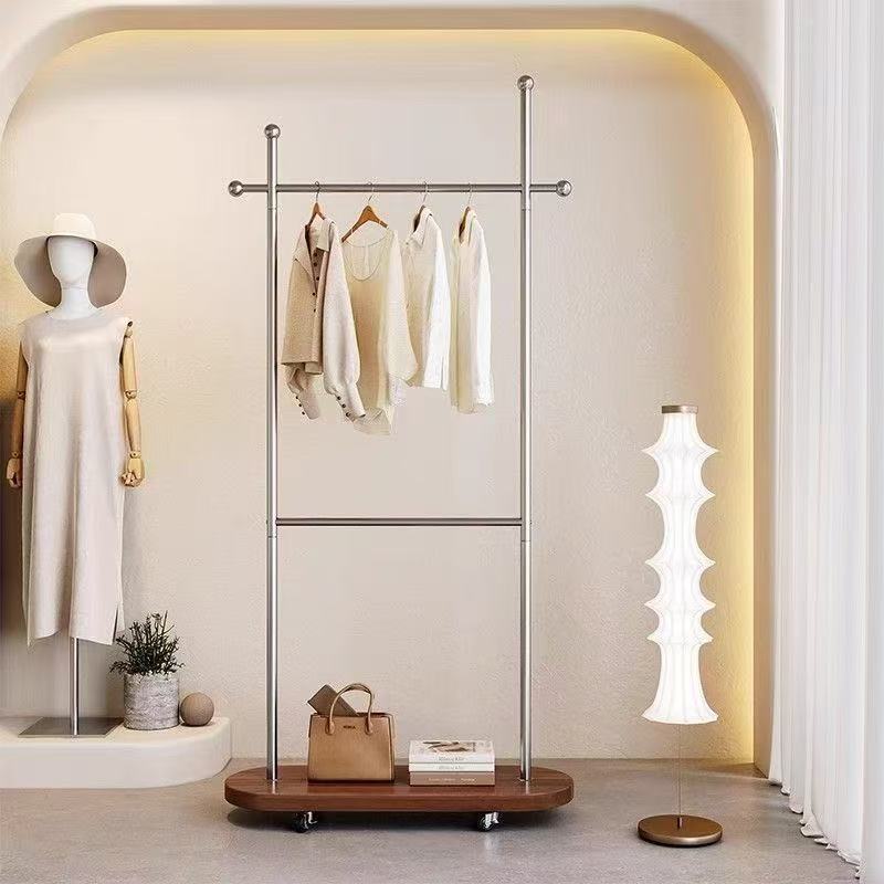 移动落地不锈钢加粗加厚衣帽架子