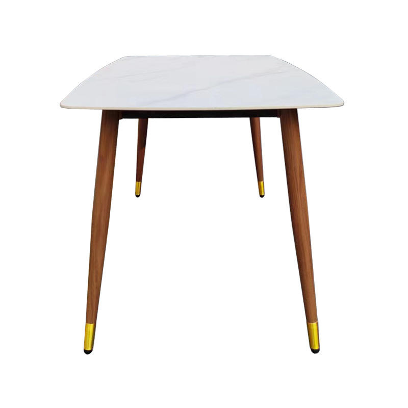 岩板瓷砖胡桃木色餐桌腿办公桌架子金属支撑底座桌子架大理石桌腿
