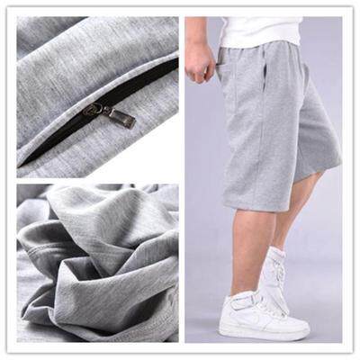 夏季运动短裤男士加肥加大码沙滩裤子肥佬五分裤口袋拉链宽松薄款