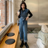 秋款现货牛仔工装连体裤006A-211-P125-K178，女装连体裤，安雅