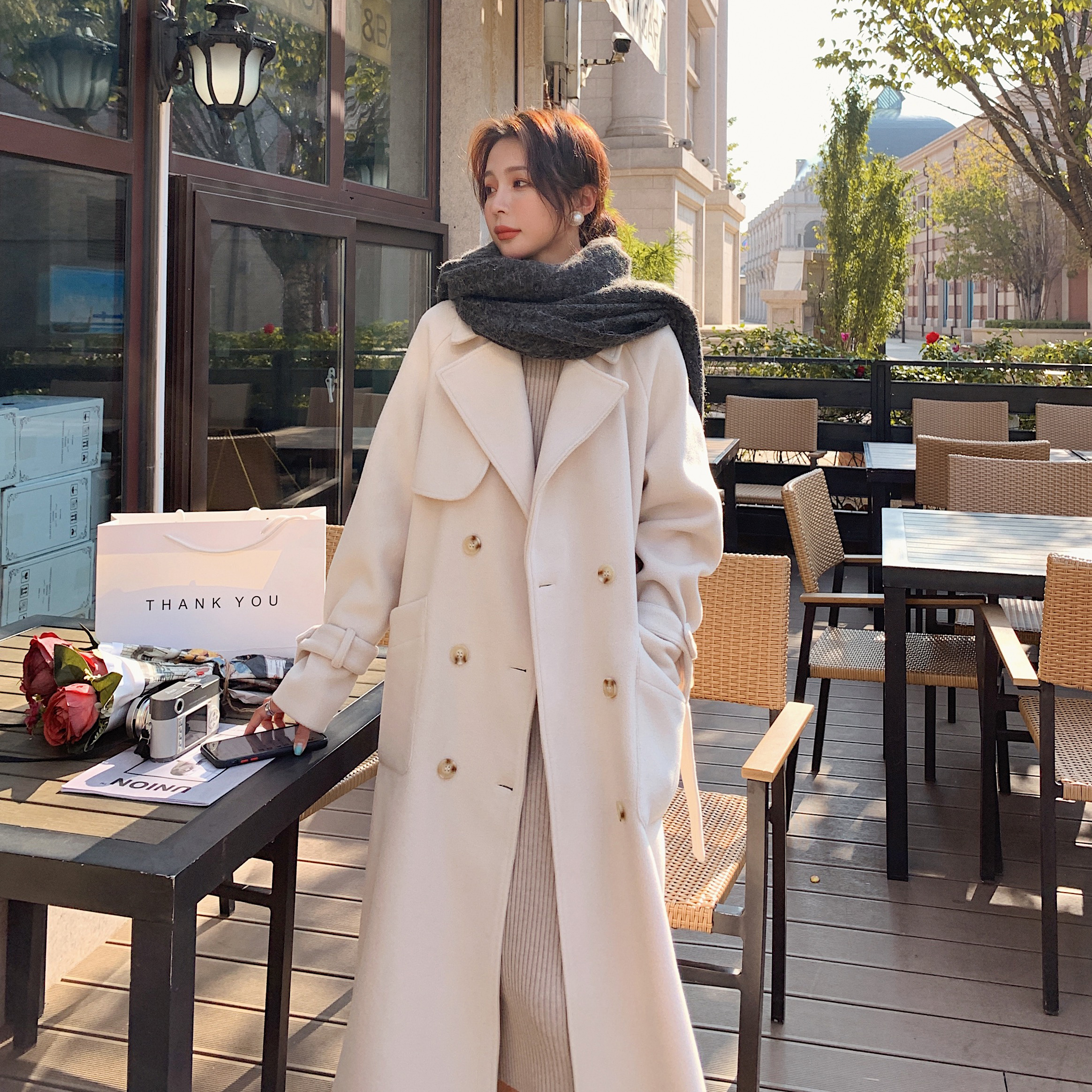 现货不起球气质毛呢大衣外套006A-2035-P175-248，女装毛呢外套，安雅