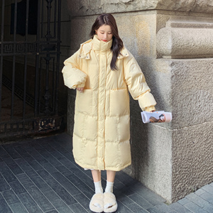 独特超好看奶黄色短款羽绒服女冬2024新款加厚围巾领90白鸭绒外套图片