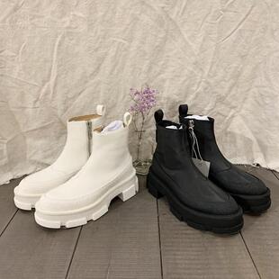 Both 缎面侧拉链厚底切尔西靴子 现货