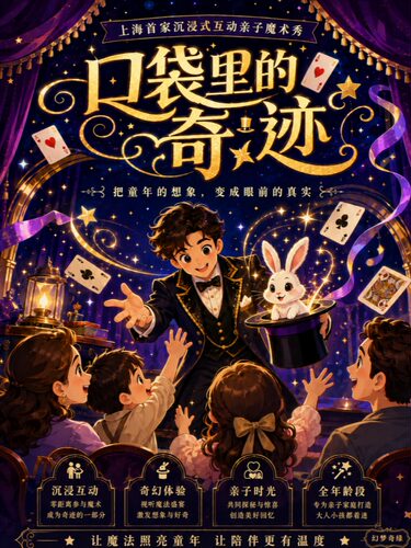「亲子魔术」沉浸互动丨爆笑喜剧魔术丨北外滩必看亲子剧《口袋里的奇迹》陪Ta走进童话丨幻梦奇缘