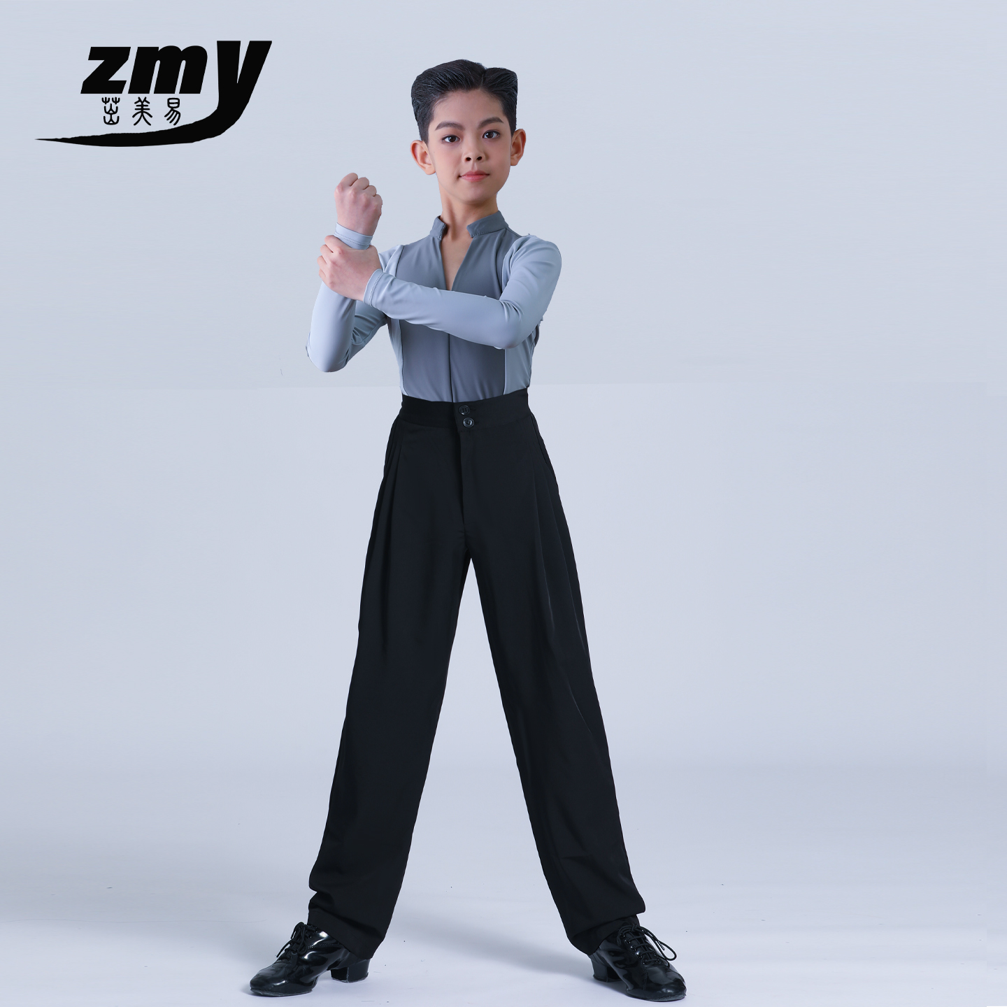 男童拉丁舞练习套装男孩比赛考级练功服训练长短袖上衣舞蹈秋冬服