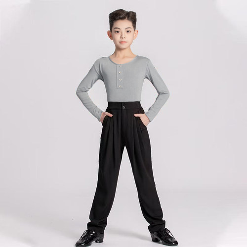 男童拉丁舞服考级基训练功比赛规定赛服摩登舞服长裤专业演出服