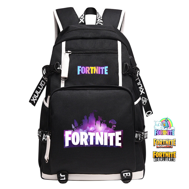 堡垒之夜联名Fortnite游戏周边 休闲双肩背包 学生书包黑色学生党