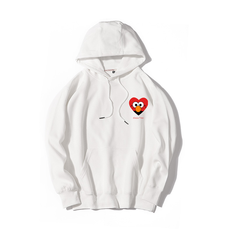 芝麻街秋冬加绒连帽套头卫衣男