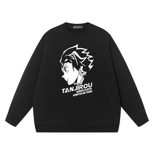 鬼灭之刃日系动漫联名卫衣男女次元 衣服潮春纯棉宽松痛衣圆领卫衣