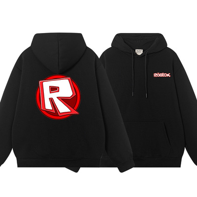roblox游戏周边潮牌帽衫秋冬加绒卫衣男女情侣装衣服上衣外衣
