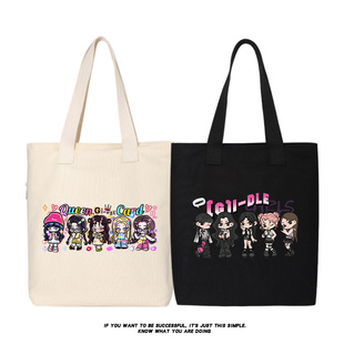 GIDLE专辑QUEEN 手提帆布包gidle应援单间托特包 CARD同款