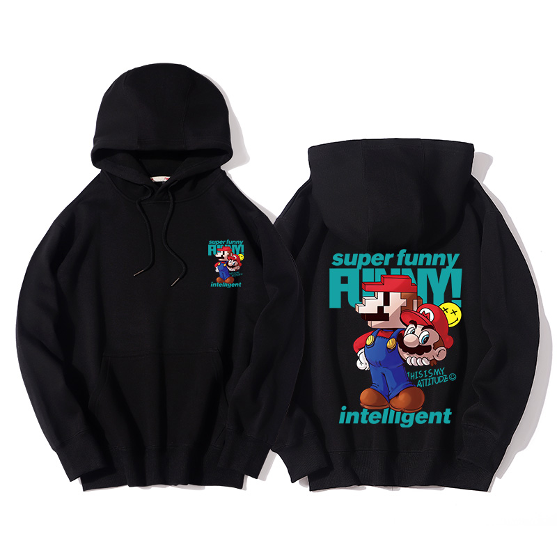 超级玛丽游戏秋季套头连帽卫衣