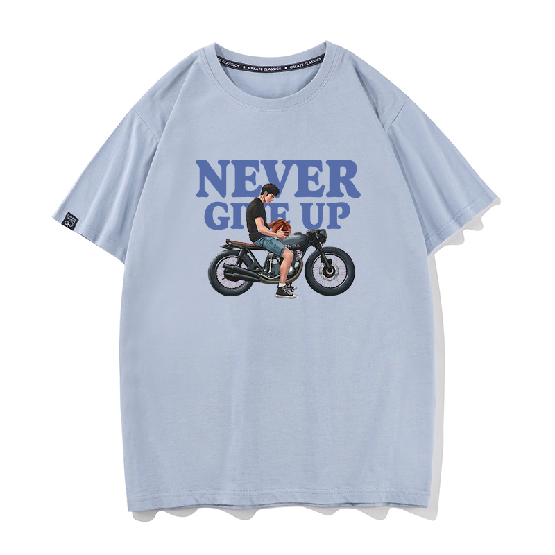 秀洛NEVER  GIVE UP 灌篮高手卡通动漫周边衣服纯棉短袖T恤男女