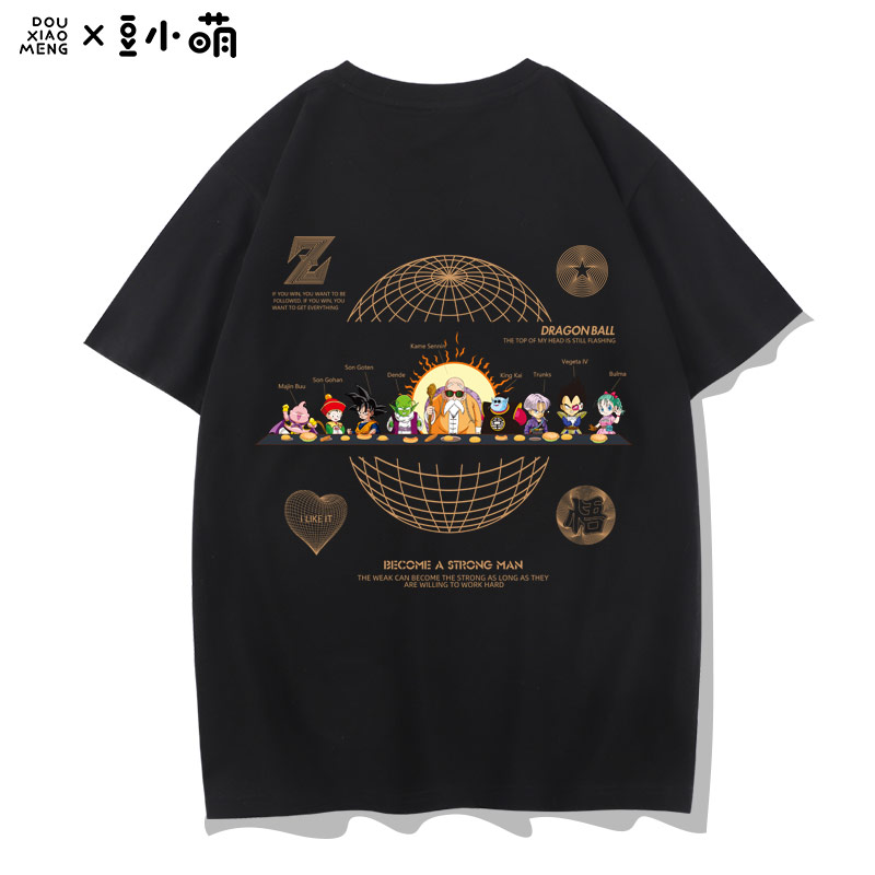 豆小萌七龙珠超联名漫画爱心T恤男短袖动漫卡通孙悟空龟仙人cos服