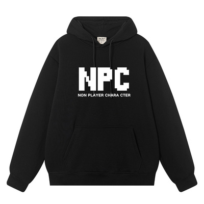 游戏周边字母NPC秋冬连帽卫衣男女情侣装宽松上衣服休闲帽衫
