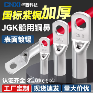 CNXI华西科技JGK船用窥口铜鼻国标紫铜加厚冷压接线端子 线耳接头