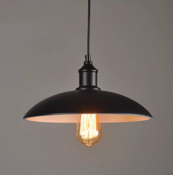 loft工业风飞碟吊灯复古创意单头圆形铁艺锅盖餐厅吧台网咖酒吧灯