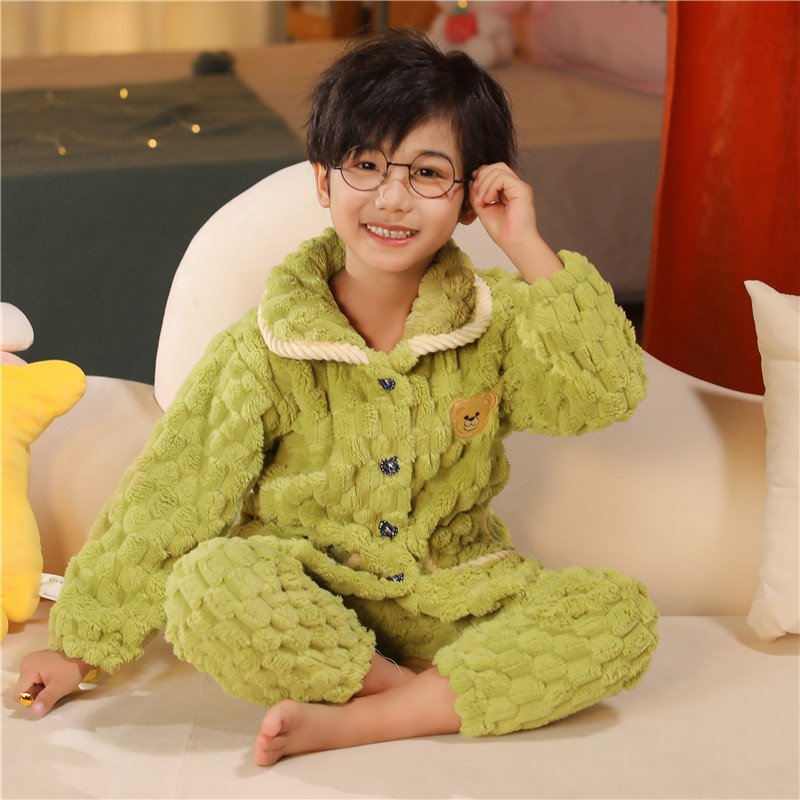 女童珊瑚绒中小童居家服加绒加厚