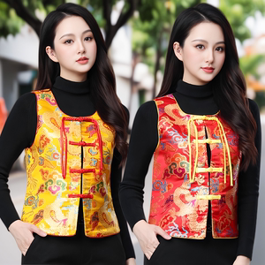 新中式国风云锦提花背心女春秋新