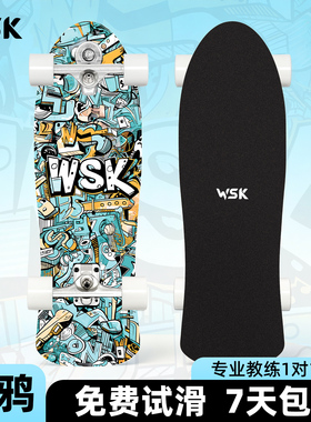 WSK陆冲板陆地冲浪板初学者滑板成人儿童PU桥弹簧桥专业路冲涂鸦