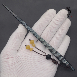 龙泉手工百炼花纹钢复古精致撬砖饼茶开黑茶解普洱茶专用茶针茶刀