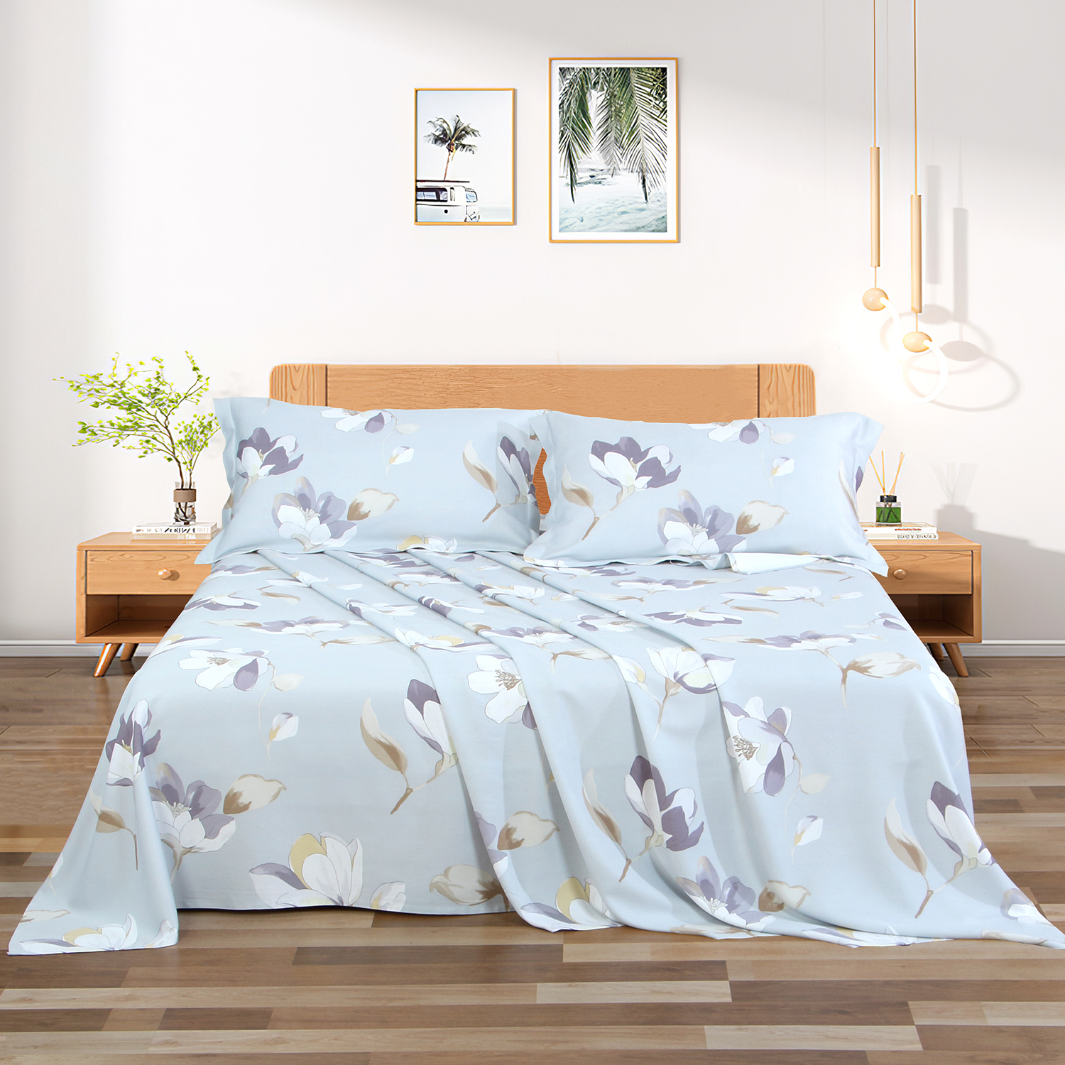 斜纹重磅竹纤维软凉席床单三件套