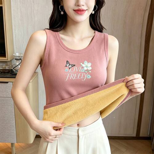 秋冬加绒加厚保暖吊带背心女
