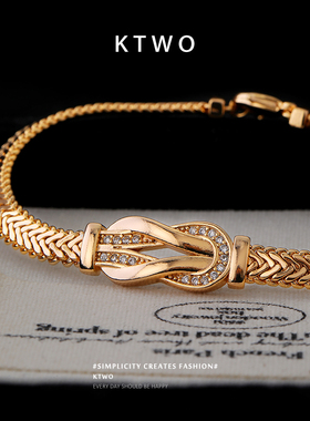 欧式复古蛇骨链手链女小众玫瑰金打结设计轻奢金属感新款百搭腕饰