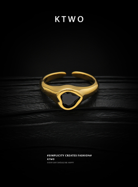 爱心水晶开口戒指女生小众设计感镀k金冷淡风轻奢高级食指戒饰品