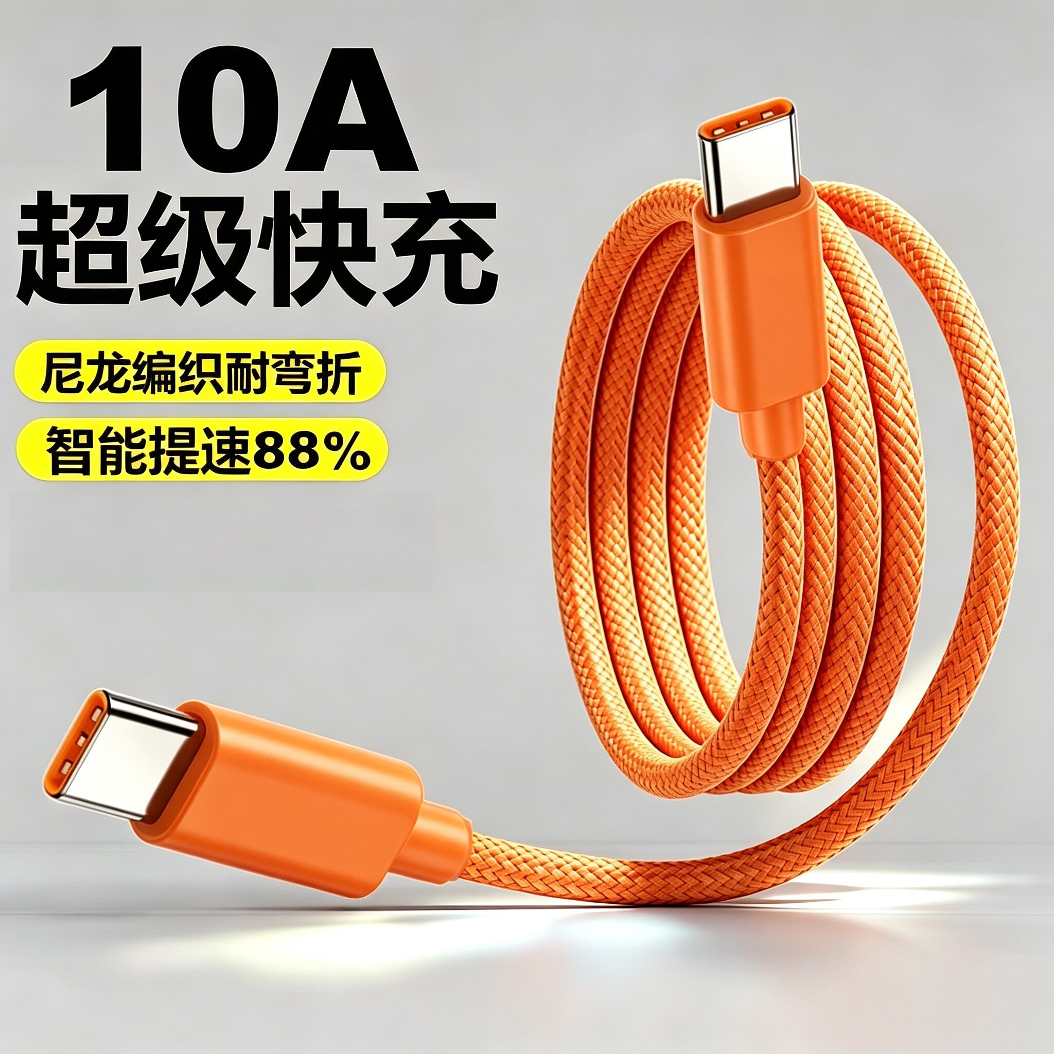 双Type-C10A编织快充数据线适用苹果15-17华为小米平板笔记本充电