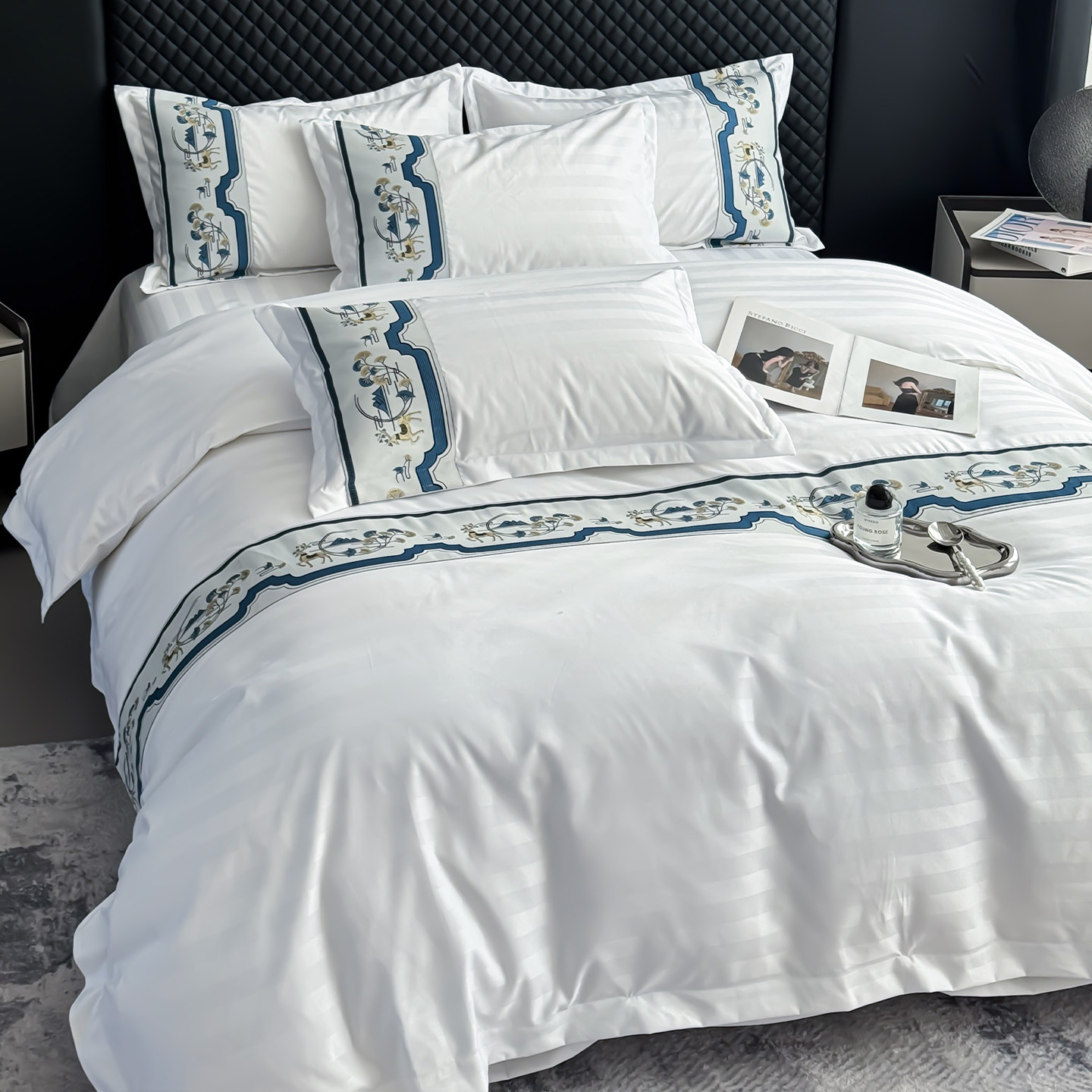 酒店床品四件套宾馆民宿纯白色公寓客栈被套床单布草专用床上用品