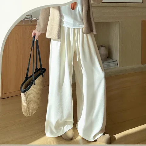 休闲裤阔腿裤百搭秋款女2025感绒新款松弛糯米长裤直筒宽松慵懒风
