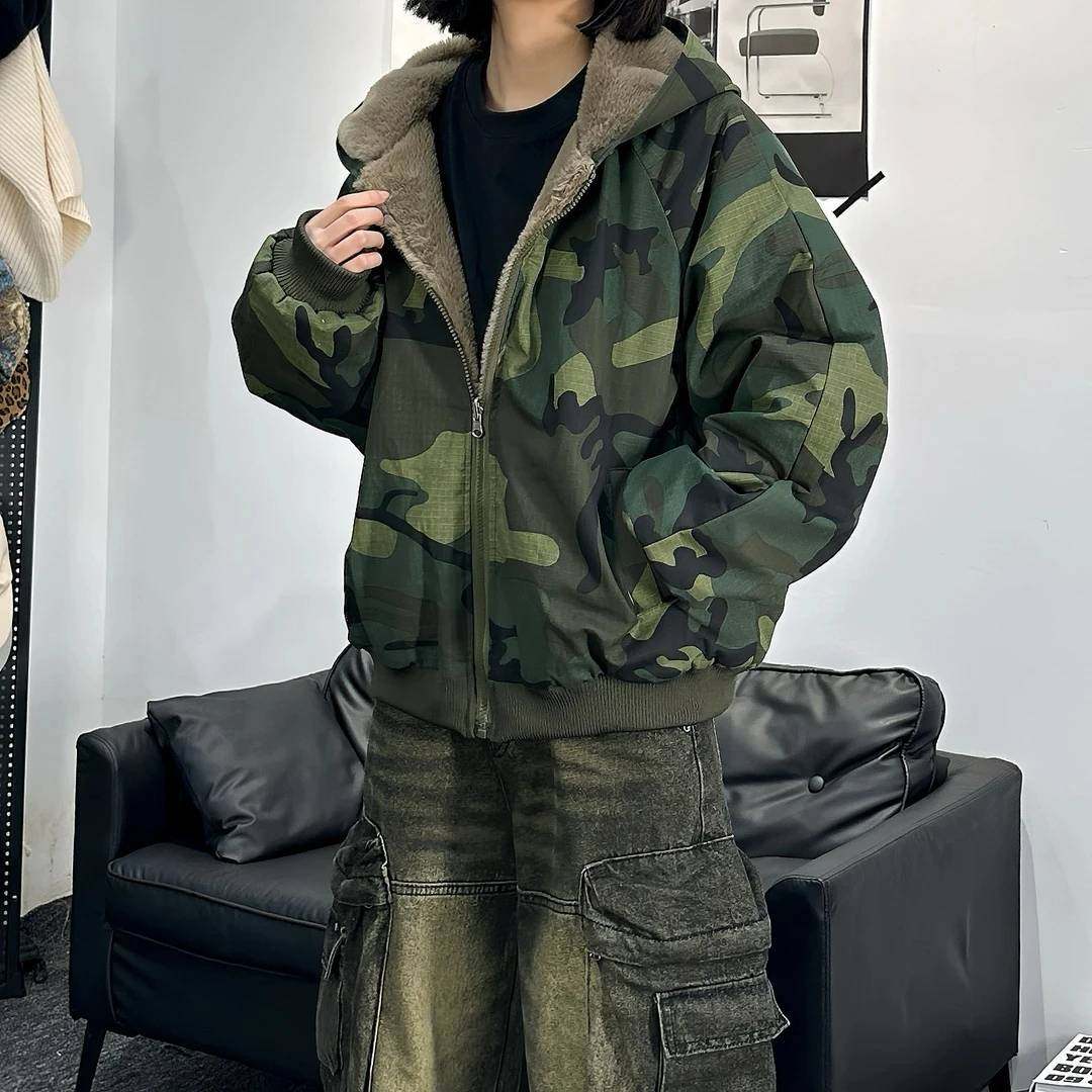TGC美式复古迷彩座山雕棉服男棉衣