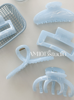 AM1013夏季清新奶油鲨鱼夹简约大理石纹抓夹后脑勺发量多发夹女