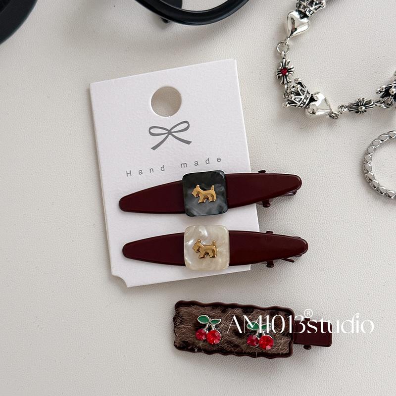 AM1013秋冬安可拉红小狗一字夹